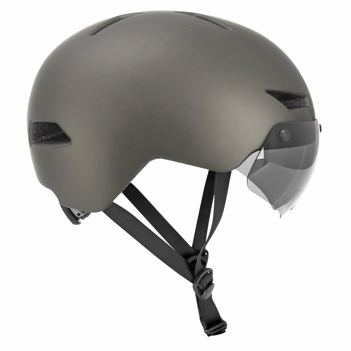 Casque vélo-trottinette adulte urbain-city cp03 gris éclairage intégré et visière PCP