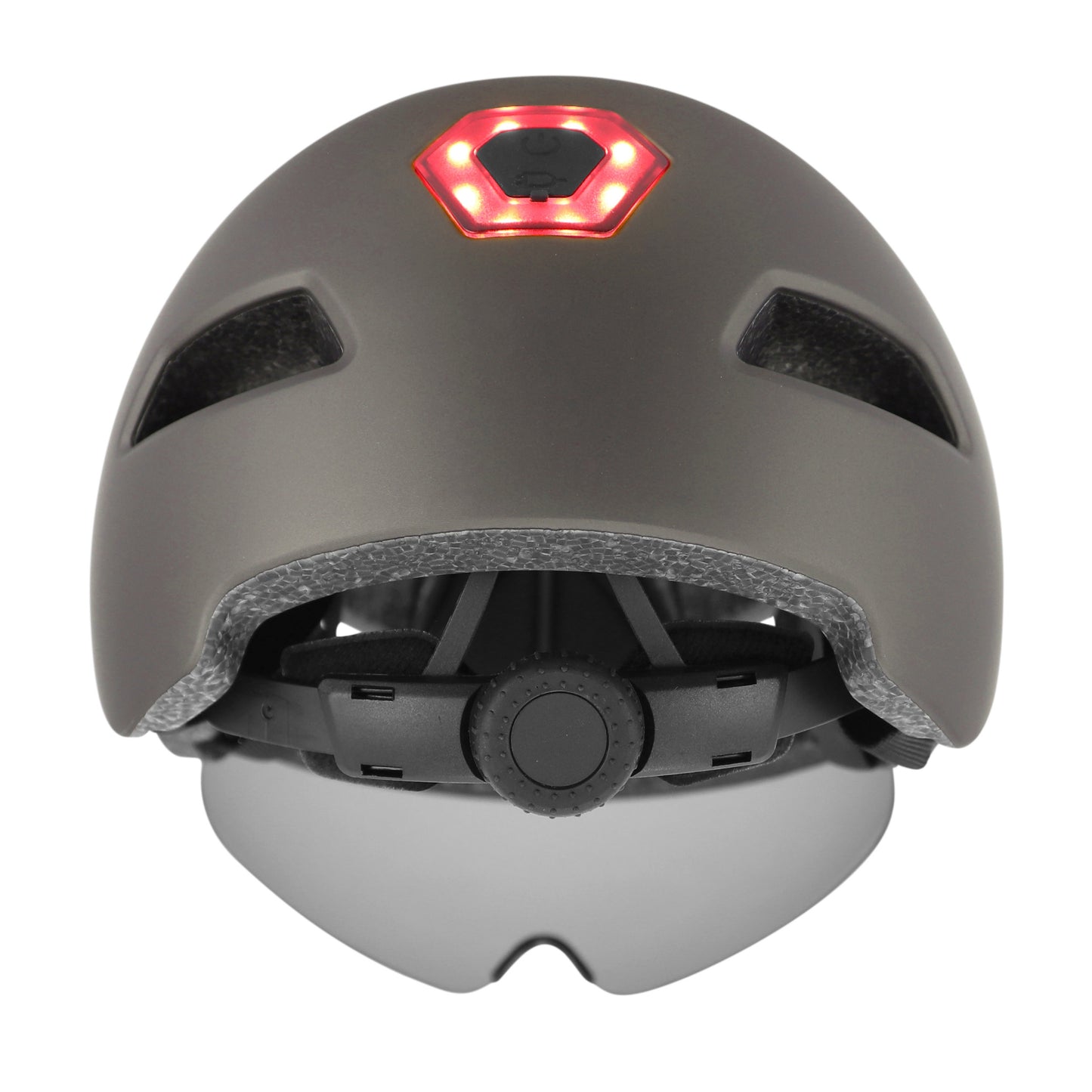 Casque vélo-trottinette adulte urbain-city cp03 gris éclairage intégré et visière PCP