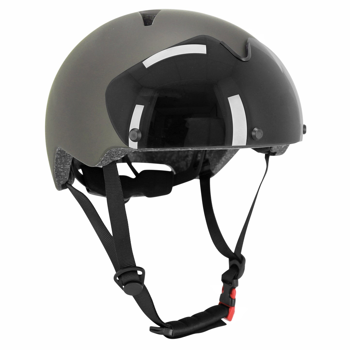 Casque vélo-trottinette adulte urbain-city cp03 gris éclairage intégré et visière PCP