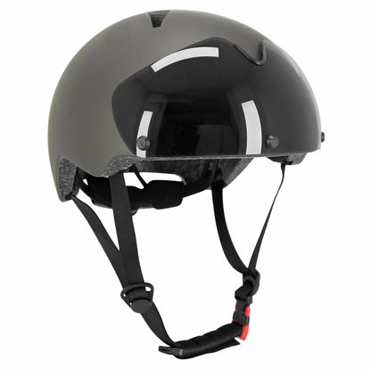 Casque vélo-trottinette adulte urbain-city cp03 gris éclairage intégré et visière PCP