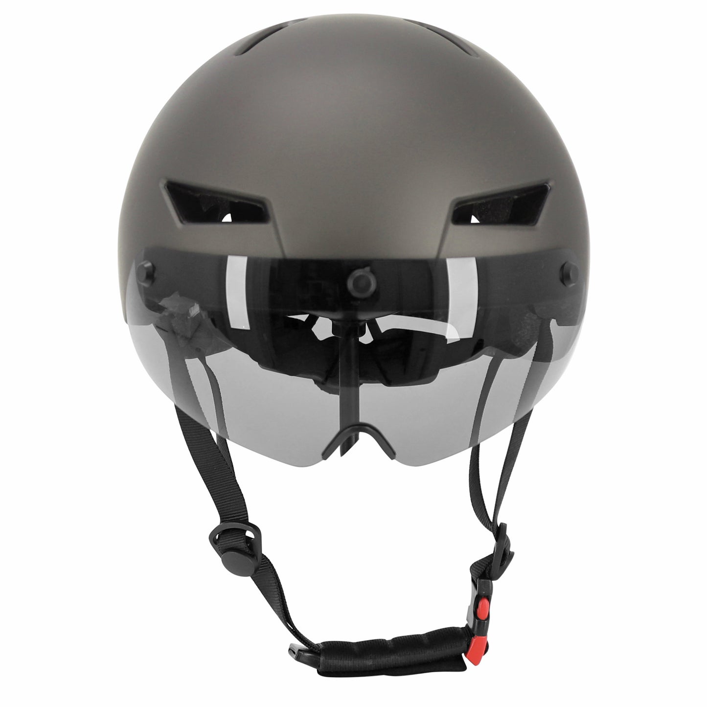 Casque vélo-trottinette adulte urbain-city cp03 gris éclairage intégré et visière PCP