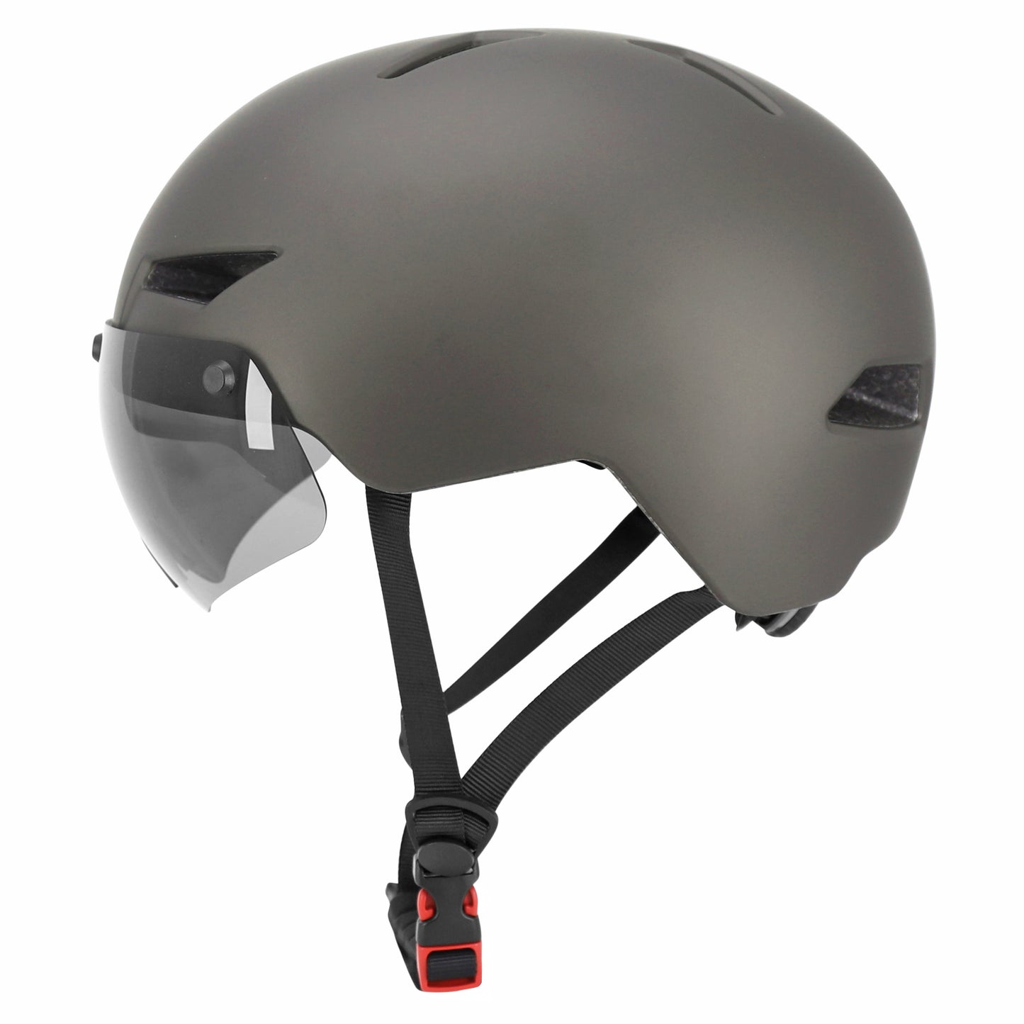 Casque vélo-trottinette adulte urbain-city cp03 gris éclairage intégré et visière PCP