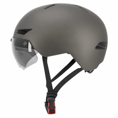 Casque vélo-trottinette adulte urbain-city cp03 gris éclairage intégré et visière PCP