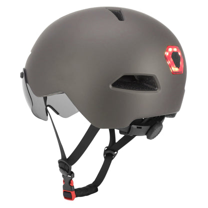 Casque vélo-trottinette adulte urbain-city cp03 gris éclairage intégré et visière PCP