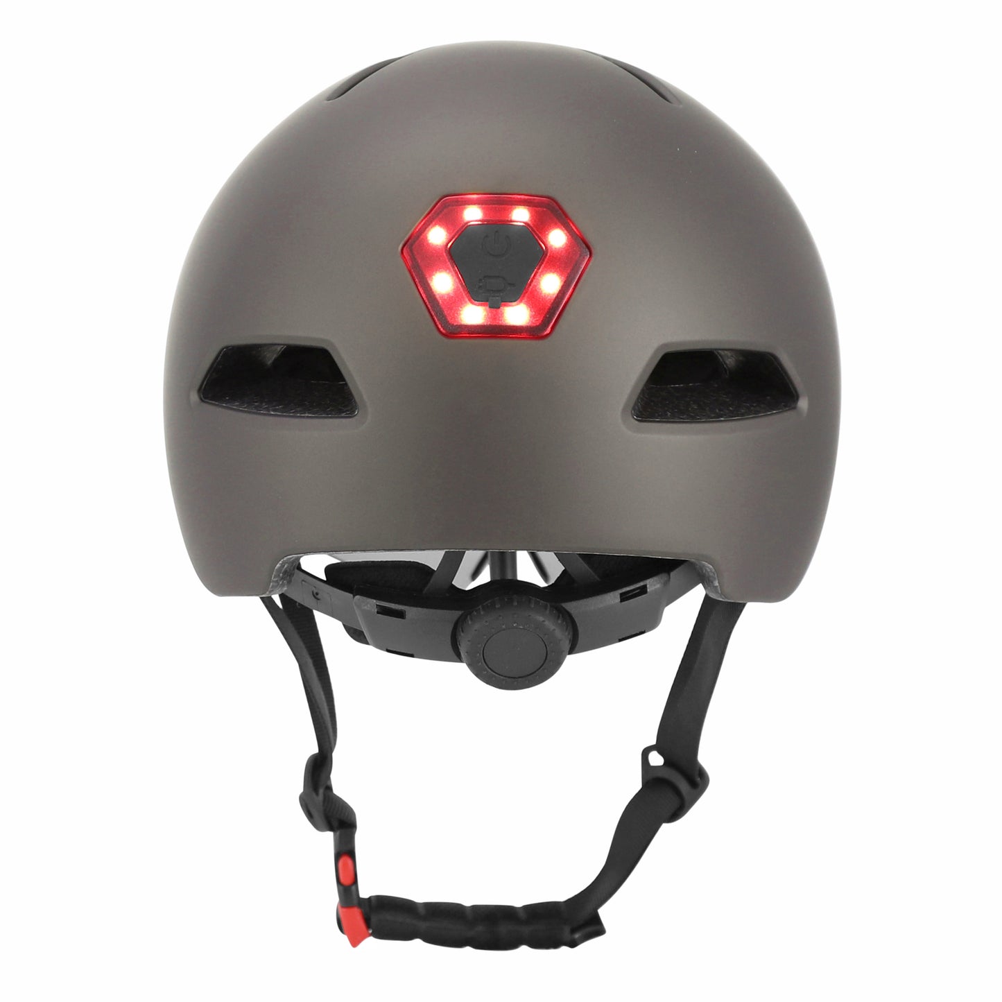 Casque vélo-trottinette adulte urbain-city cp03 gris éclairage intégré et visière PCP