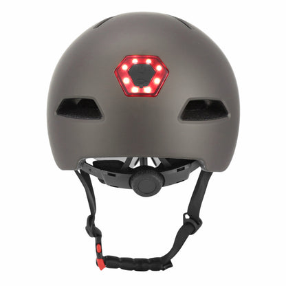 Casque vélo-trottinette adulte urbain-city cp03 gris éclairage intégré et visière PCP