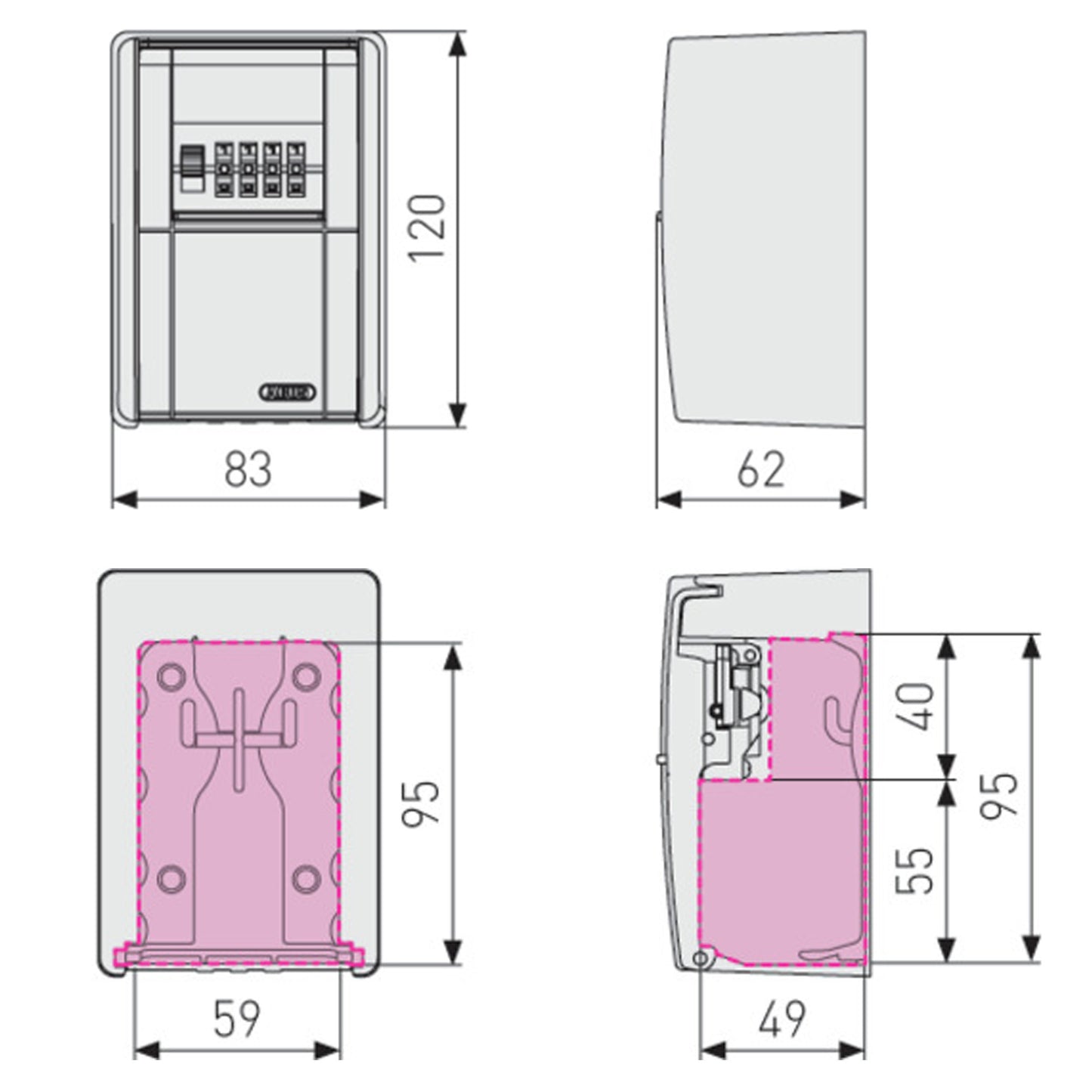 Boîte à clés-coffre Abus keygarage 787 avec code à combinaison 4 chiffres 80x45x120