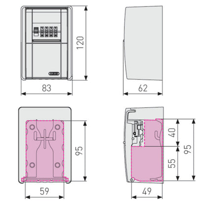 Boîte à clés-coffre Abus keygarage 787 avec code à combinaison 4 chiffres 80x45x120