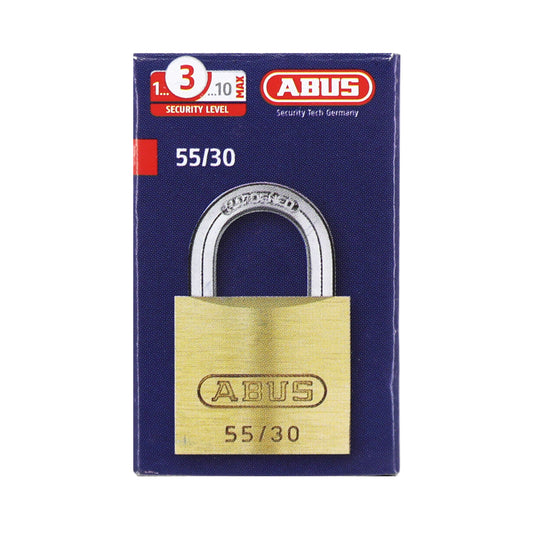 Abus 55-30 Brass Key Padlock 29x44 - 5mm dia - 13mm shackle
