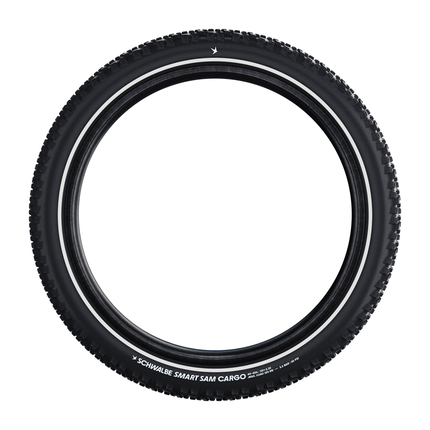 Pneu Cargo 20 X 2.35 Schwalbe Smart Sam Noir TR (60-406) flanc Reflex Homologué VAE e50