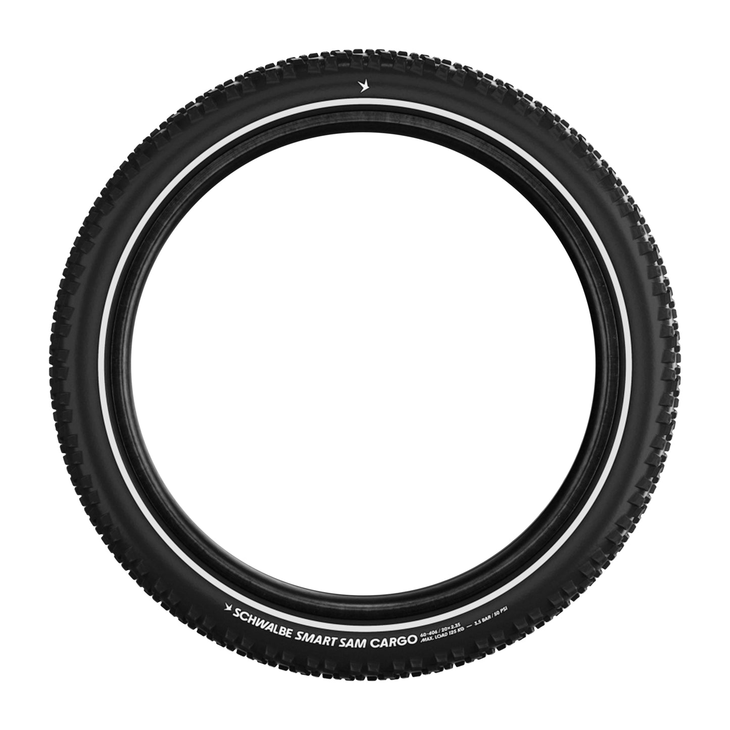 Tire Cargo 24 X 2.35 Schwalbe Smart Sam Black TR (60-507) Reflex Sidewall e50 E-Bike Approved