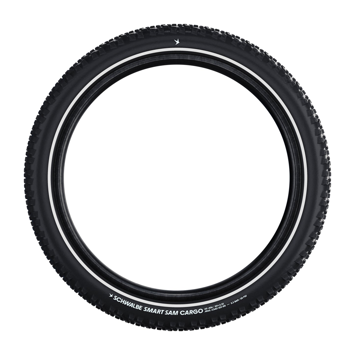 Pneu Cargo 26 X 2.35 Schwalbe Smart Sam Noir TR (60-559) flanc Reflex Homologué VAE e50