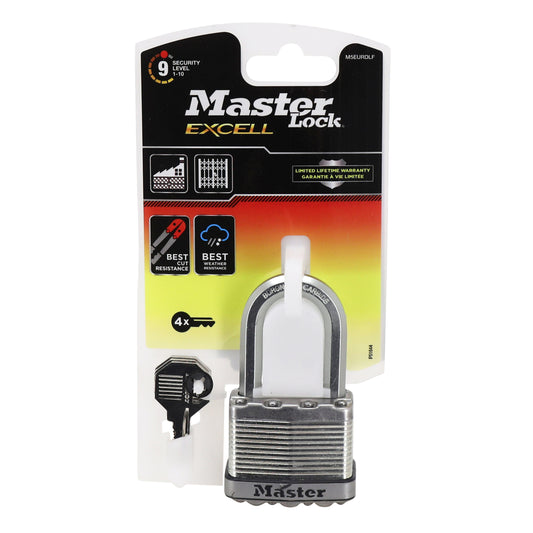 Masterlock excellent weather-resistant hardened steel octagonal shackle padlock