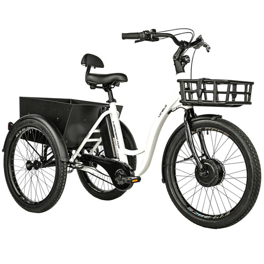 Leader Fox Lovelo 24 2025 White 3-Speed Bafang Differential Electric Tricycle