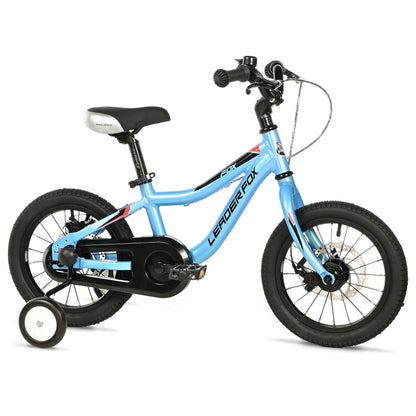 14-inch Leader Fox light blue kids' bike, disc brake (105 cm)