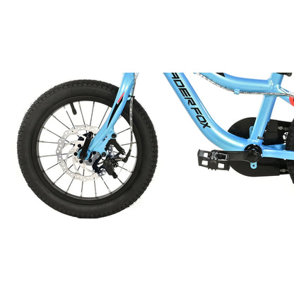 14-inch Leader Fox light blue kids' bike, disc brake (105 cm)
