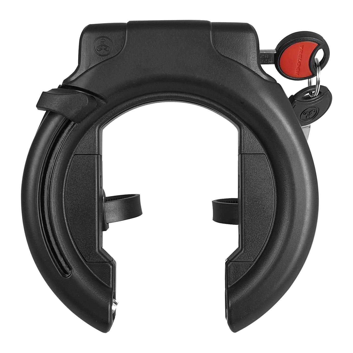 Antivol vélo fer à cheval Trelock RS453 noir avec fixation pour pneu ballon écart pour pneu 72 mm