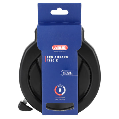 Antivol vélo fer à cheval Abus pro amparo 4750 x nr noir pour passage de roue extra large avec serrure intégrée - sécurité niveau 9-15 -