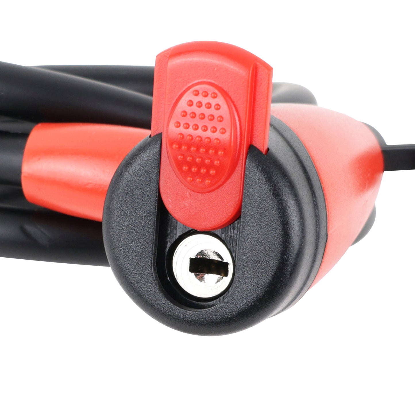 Antivol vélo spiral à clé Newton diam 10 mm l 1.50 m noir-rouge avec support + 2 clés -niveau sécurité 4-