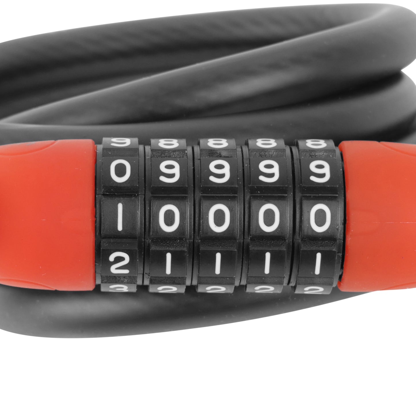 Antivol vélo spiral à combinaison Newton diam 12 mm long 1.50 m noir-rouge avec support -niveau sécurité 3-