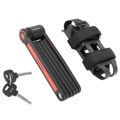 Antivol vélo pliable-pliant à clé Newton diam 5 mm l 0.85 m noir-rouge type couteau inclus suupport fixation, 2 clés -niveau sécurité 6-