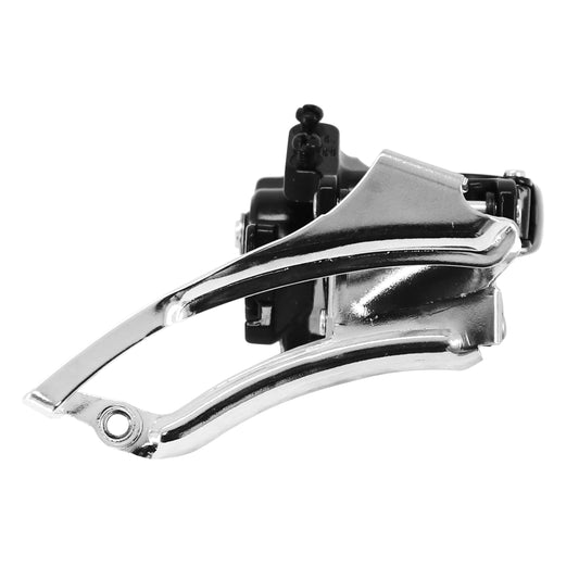 Microshift 7-8 speed MTB front derailleur with 34.9 clamp for 42x34x24 triple chainring, top-bottom pull with 31.8 adapter clamp