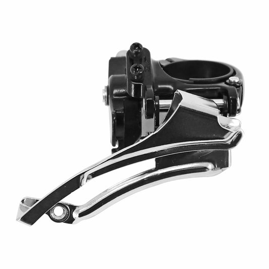 Microshift 7-8 speed MTB front derailleur with 34.9 clamp for 42x34x24 triple chainring, top-bottom pull with 31.8 adapter clamp