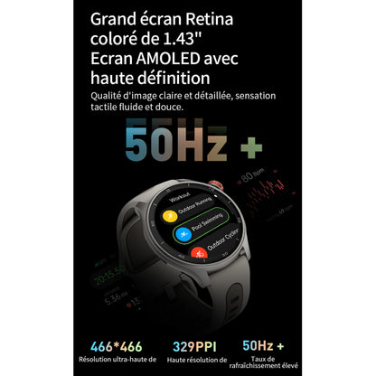 Montre Gps - compteur Igpsport lw10 argent titane- calories - fréquence cardiaque - sommeil - et plus de 45 algorithmes santé