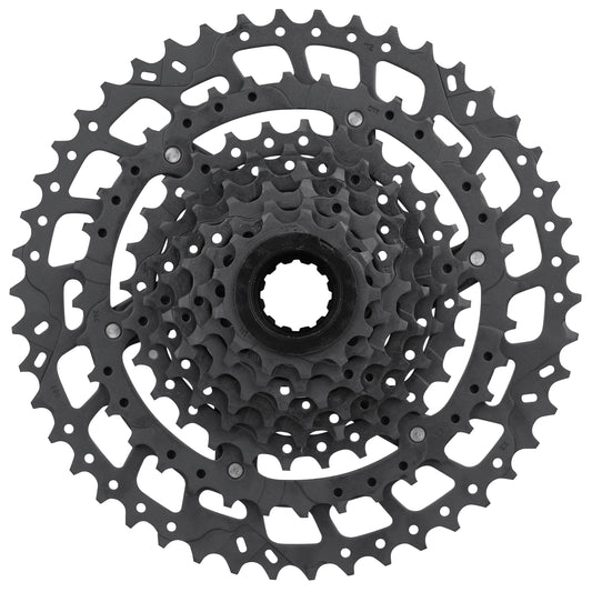 9-speed cassette. Sunrace U-Series CSU980 11-46 MTB black (11-13-15-18-20-23-28-36-46) - Shimano CUES, Linkglide compatible