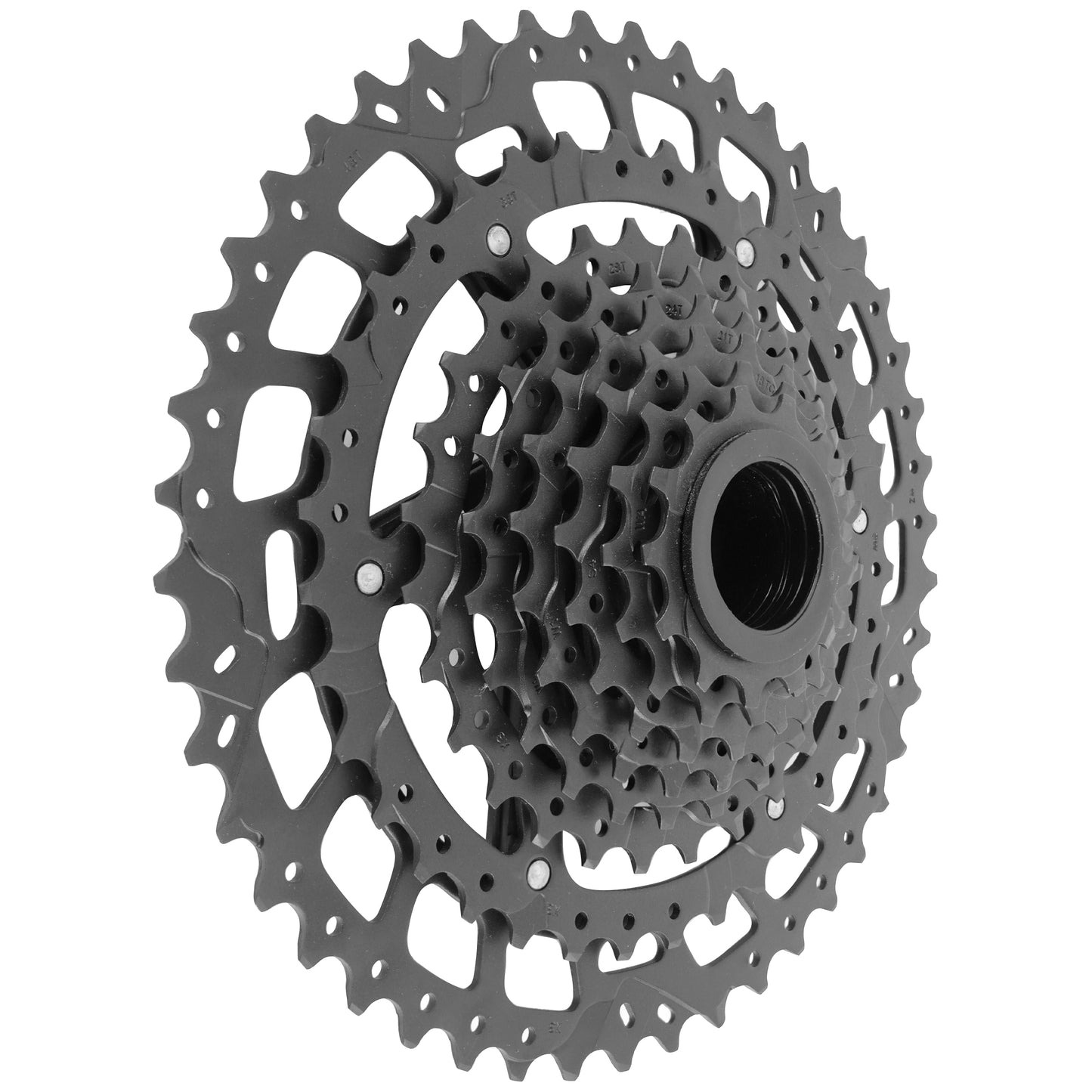 9-speed cassette. Sunrace U-Series CSU980 11-46 MTB black (11-13-15-18-20-23-28-36-46) - Shimano CUES, Linkglide compatible