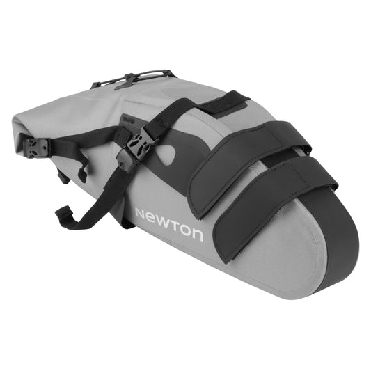 Newton 16L Grey Waterproof Bicycle Saddle Bag Velcro Fastening L 60cm x W 15cm x H 16cm