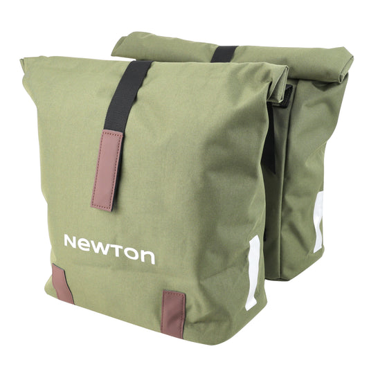Newton Green 22L Double Pannier Bag, Strap Fastening to Luggage Rack, 35x12x27cm, Fold-down Rainproof Closure