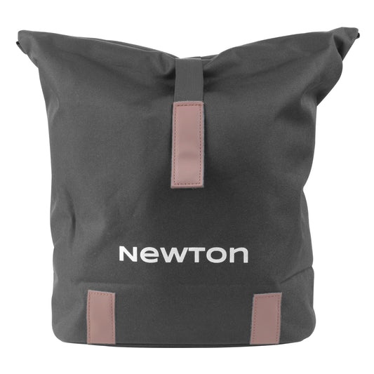 Newton black 22L double rear bike pannier with strap fastening to luggage rack 35x12x27cm anti-rain roll-top closure