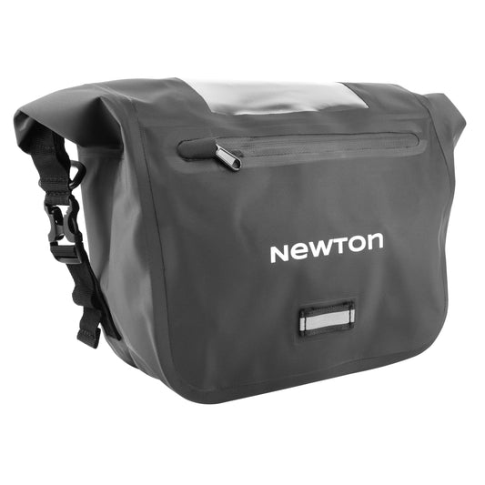 Newton 7.6L Black Handlebar Bag with Clip Attachment 28x13x21cm with Map Holder