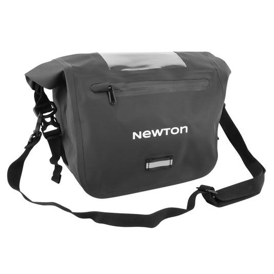 Newton 7.6L Black Handlebar Bag with Clip Attachment 28x13x21cm with Map Holder