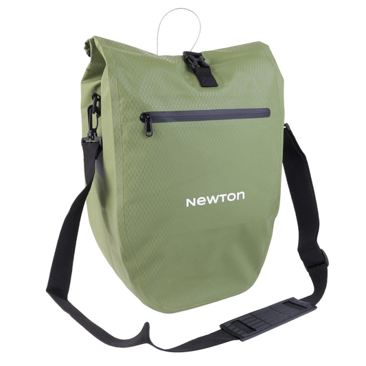 Newton green-blue 21L right-left bicycle pannier shoulder bag with quick lock rack mounting system and anti-theft device 53 x 29.5 x 13.5 cm