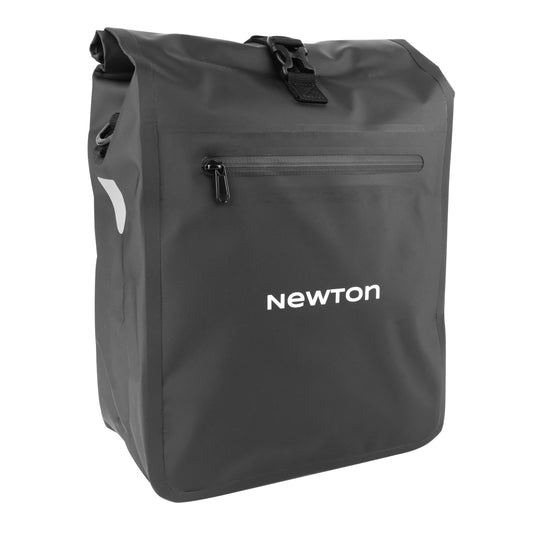 Newton black right-left 20L side bicycle pannier shoulder bag with hook and loop fastening for luggage rack