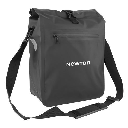 Newton black right-left 20L side bicycle pannier shoulder bag with hook and loop fastening for luggage rack
