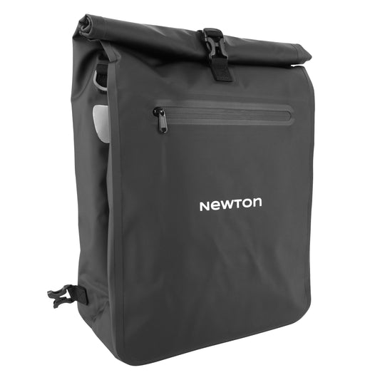 Newton black 18L right-left pannier backpack for bike, with quick lock and velcro attachment for rear rack, and anti-theft system 27 x 14 x 49 cm