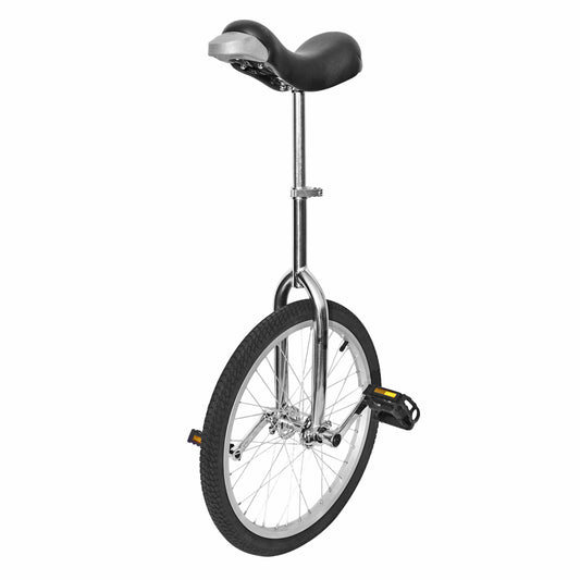 20-inch silver unicycle with adjustable aluminum seat post