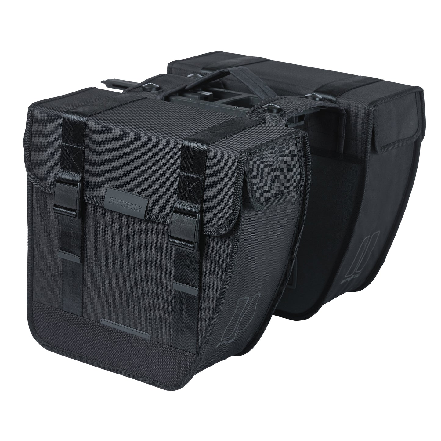 Basil double bike pannier tour 28l black 34x14x34cm luggage rack mounting mik system mounting