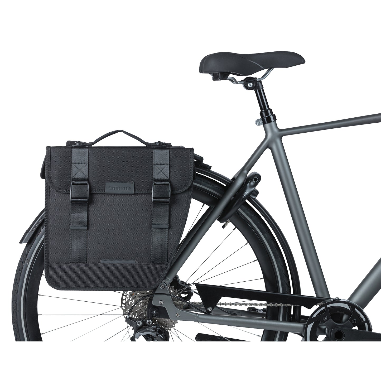 Basil double bike pannier tour 28l black 34x14x34cm luggage rack mounting mik system mounting