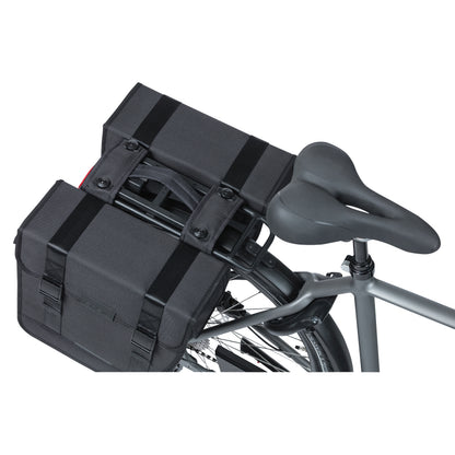 Basil double bike pannier tour 28l black 34x14x34cm luggage rack mounting mik system mounting