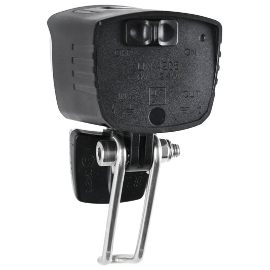 Eclairage vélo pour moyeu dynamo avant sur fourche Marwi extreme 80 lux noir bouton switch on-off