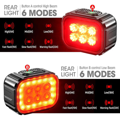 USB bike light set handlebar-seat post 500 - 100 lumens black front/rear USB cable included PCP