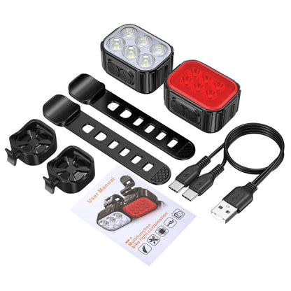 USB bike light set handlebar-seat post 500 - 100 lumens black front/rear USB cable included PCP