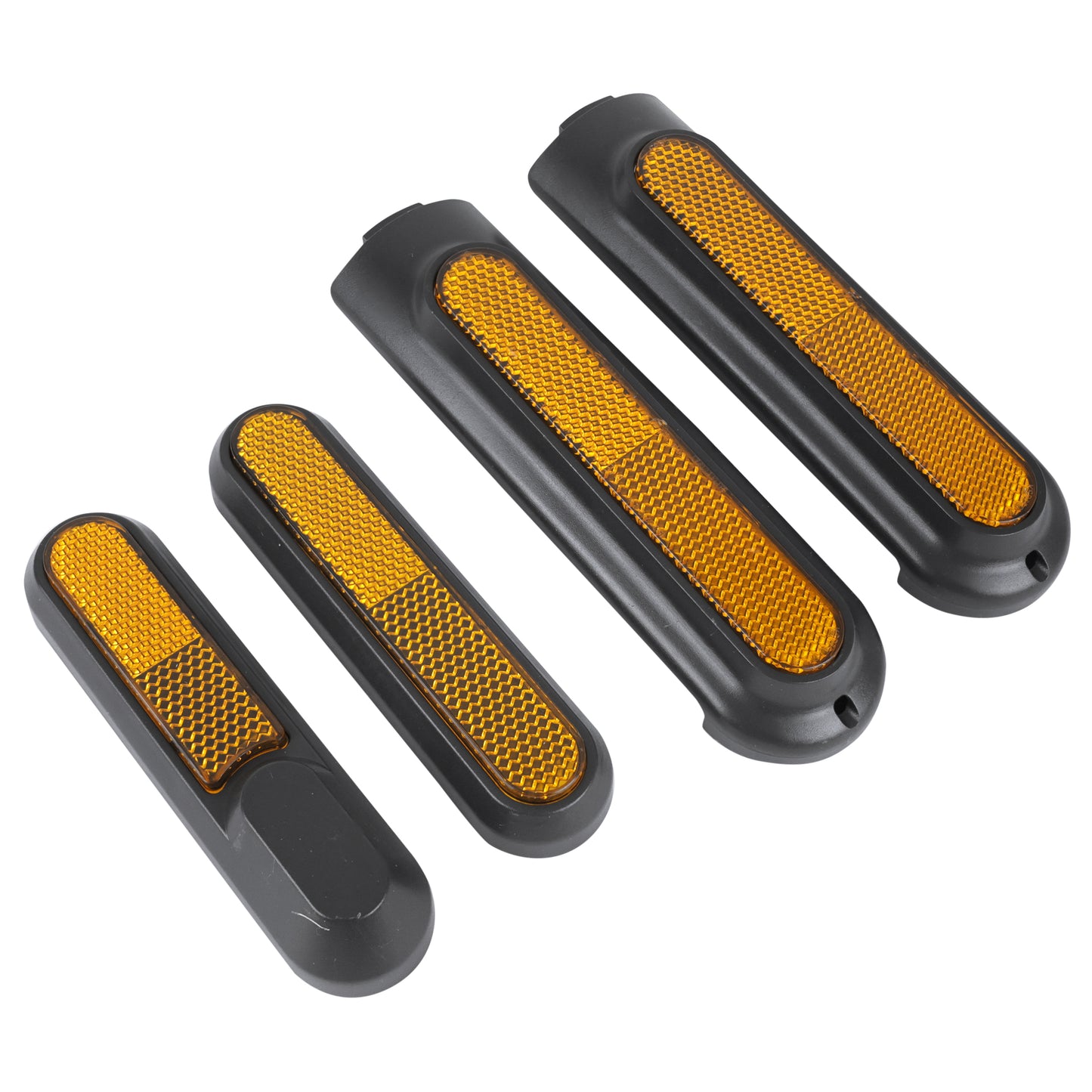 Front and rear wheel screw covers for Xiaomi Mi 4 Pro scooter, black, orange reflector, sold in a pack of 4.
