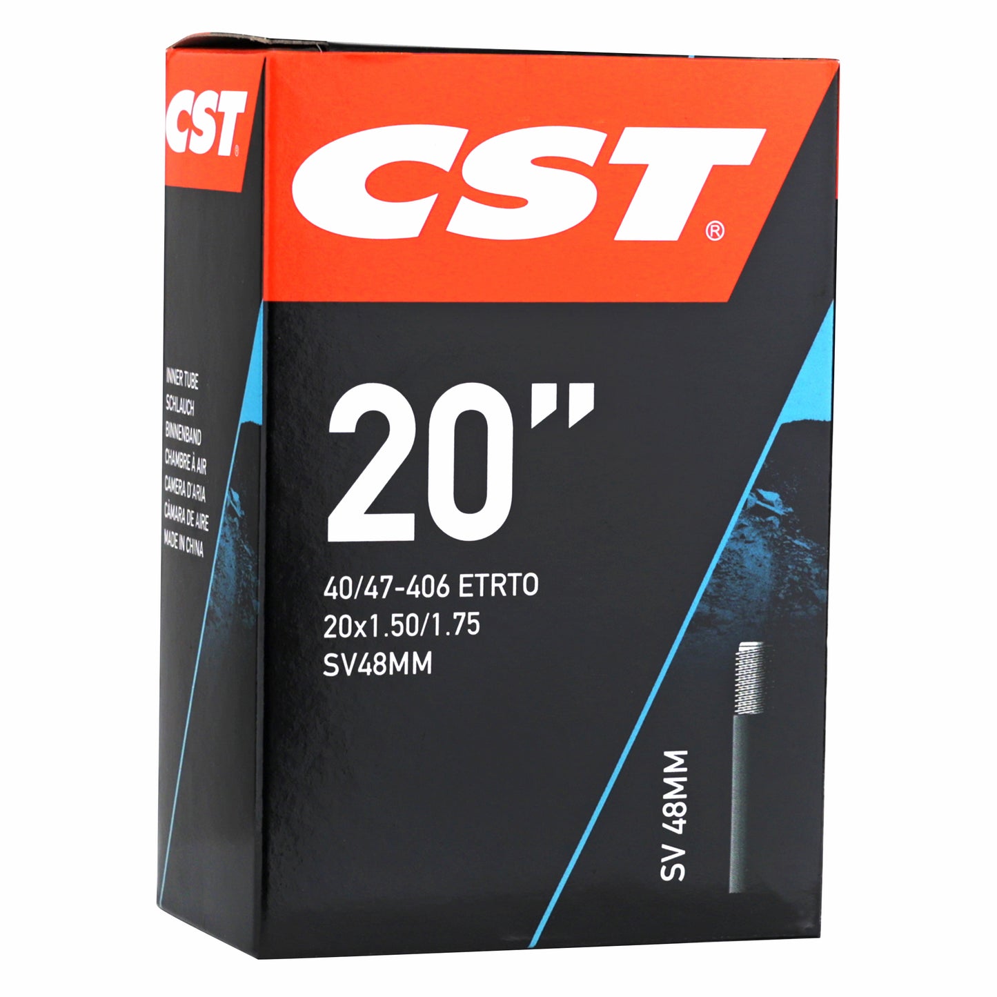 Bicycle inner tube 20 x 1.50-1.75 Cst standard valve 48 mm