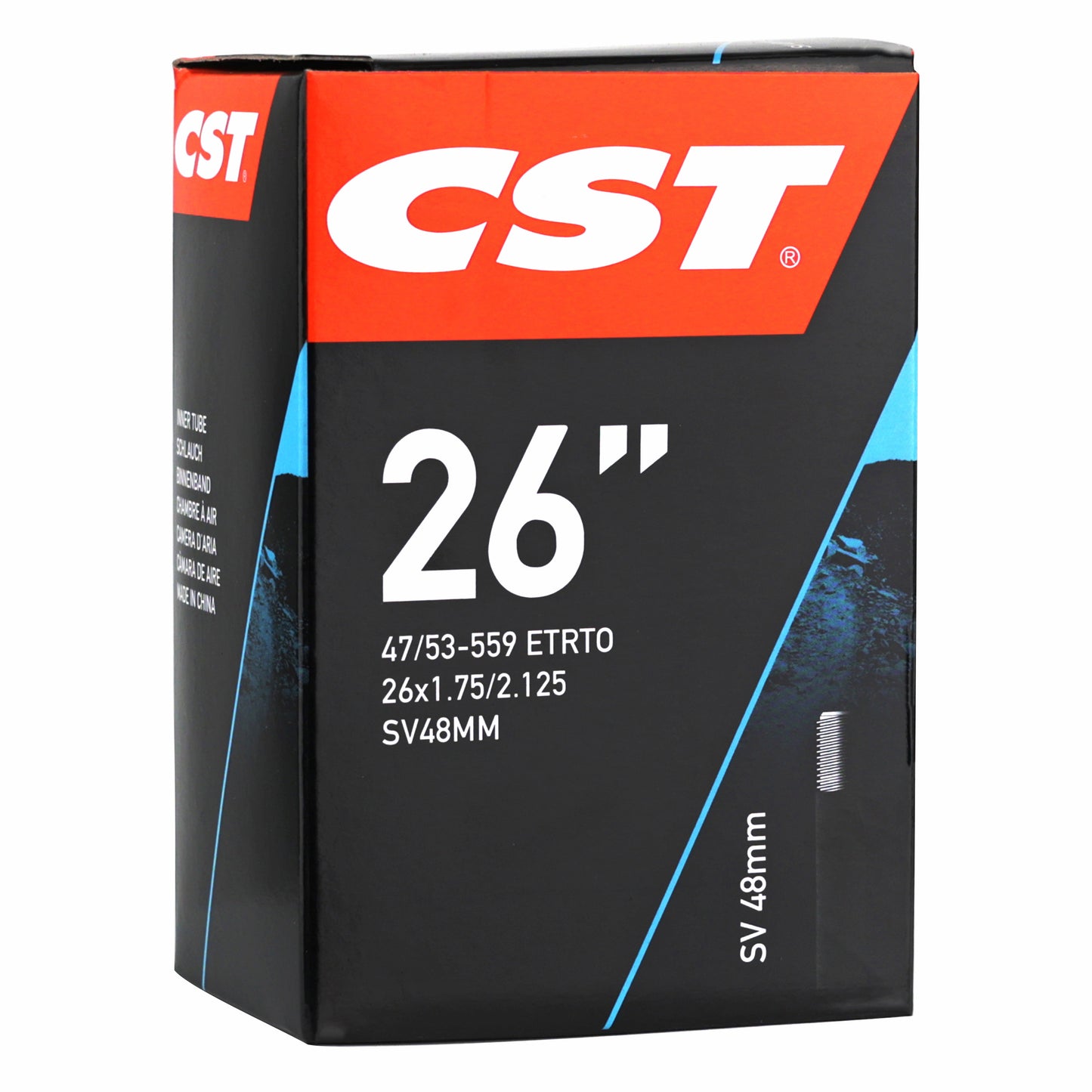 Bike inner tube 26 x 1.75-2.125 CST standard valve 48 mm
