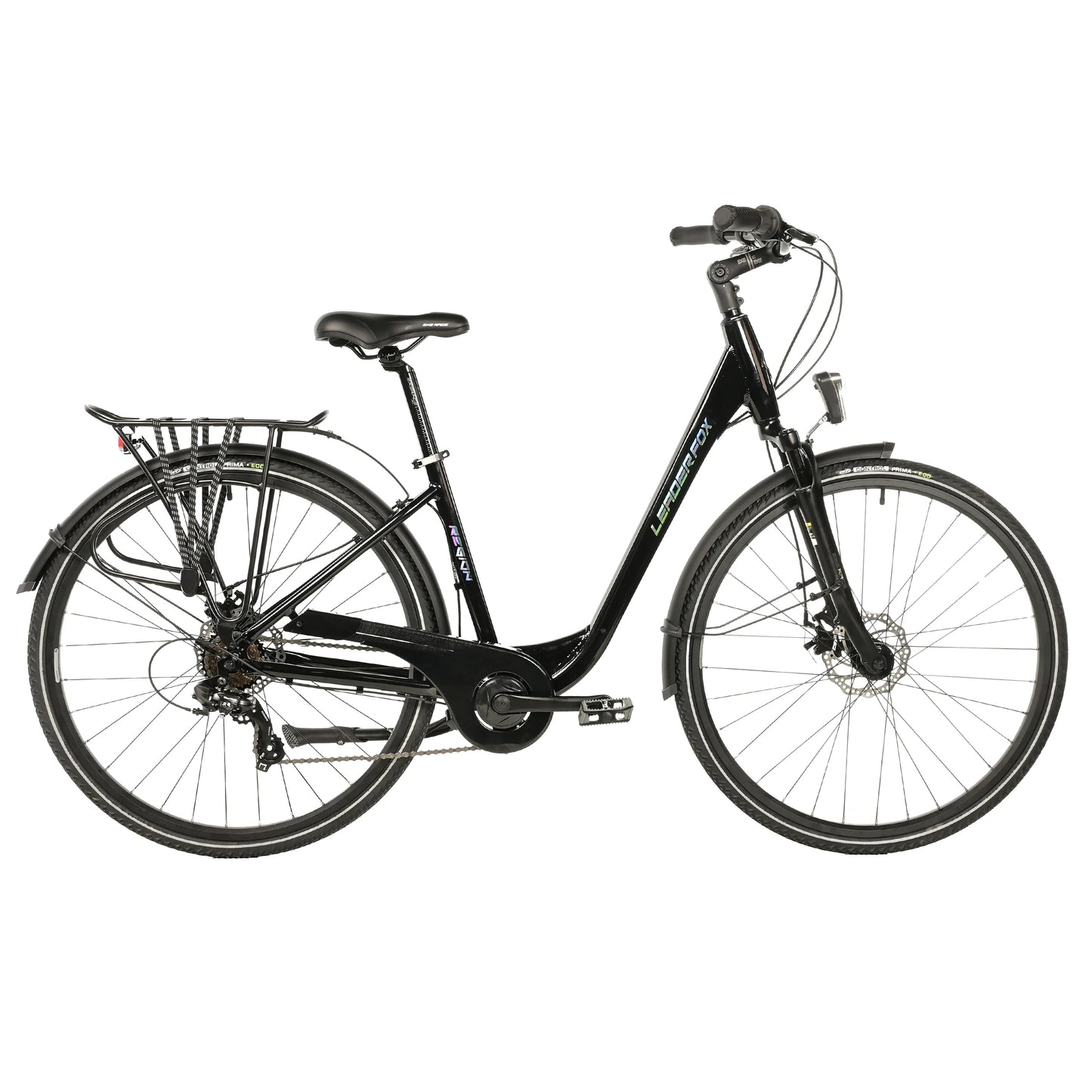 28 Leader Fox City Bike Mixed Terrain Black 7-Speed Aluminum Frame